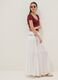 Long white pure cotton skirt with elasticated waist and sheer detailing_1