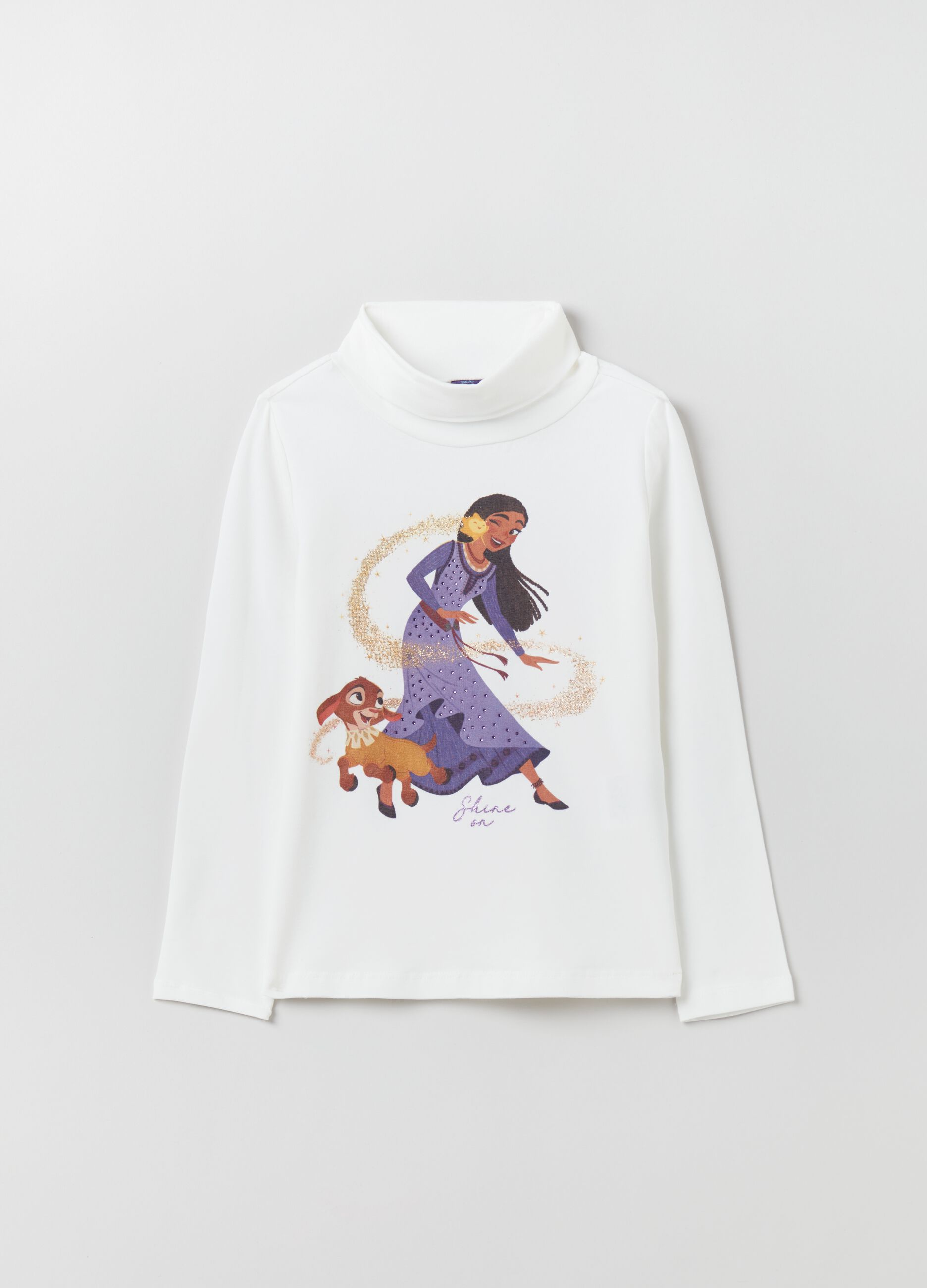 Camiseta cuello alto estampado princesa Asha Blanco óptico OVS KIDS da Niña