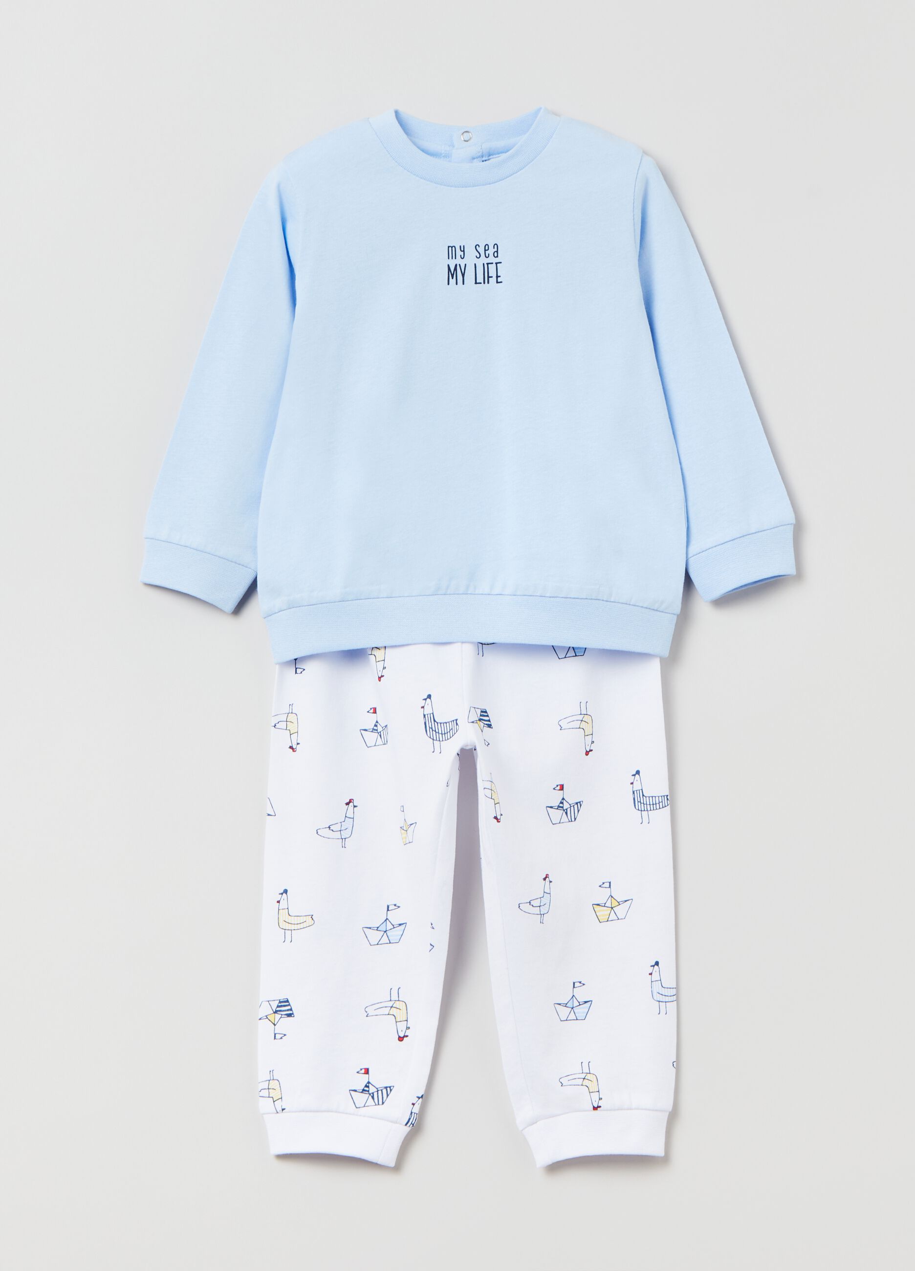 Long cotton pyjamas with print