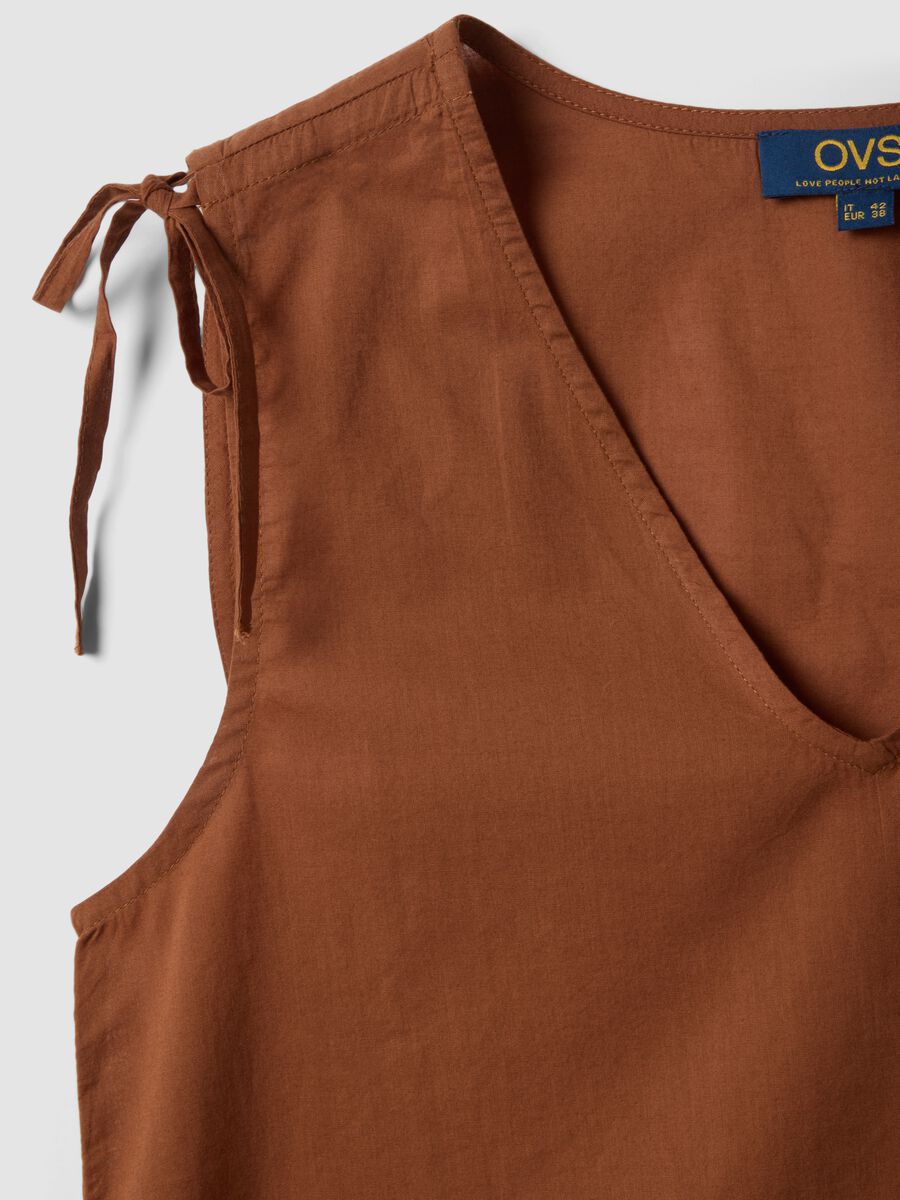 Brown pure cotton blouse with floral print_5