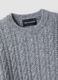 Camisola cinzenta de gola redonda em mistura de l&atilde; com tran&ccedil;as, corte regular_5