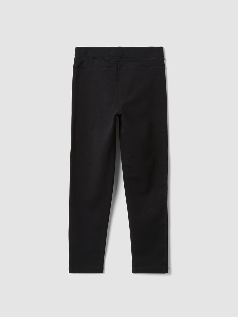 Girls&rsquo; black slim-fit stretch organic cotton treggings_1