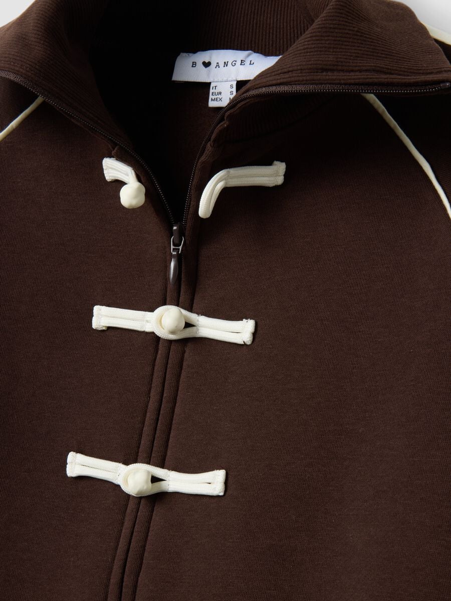 Brown cotton-blend sweatshirt with collar_5