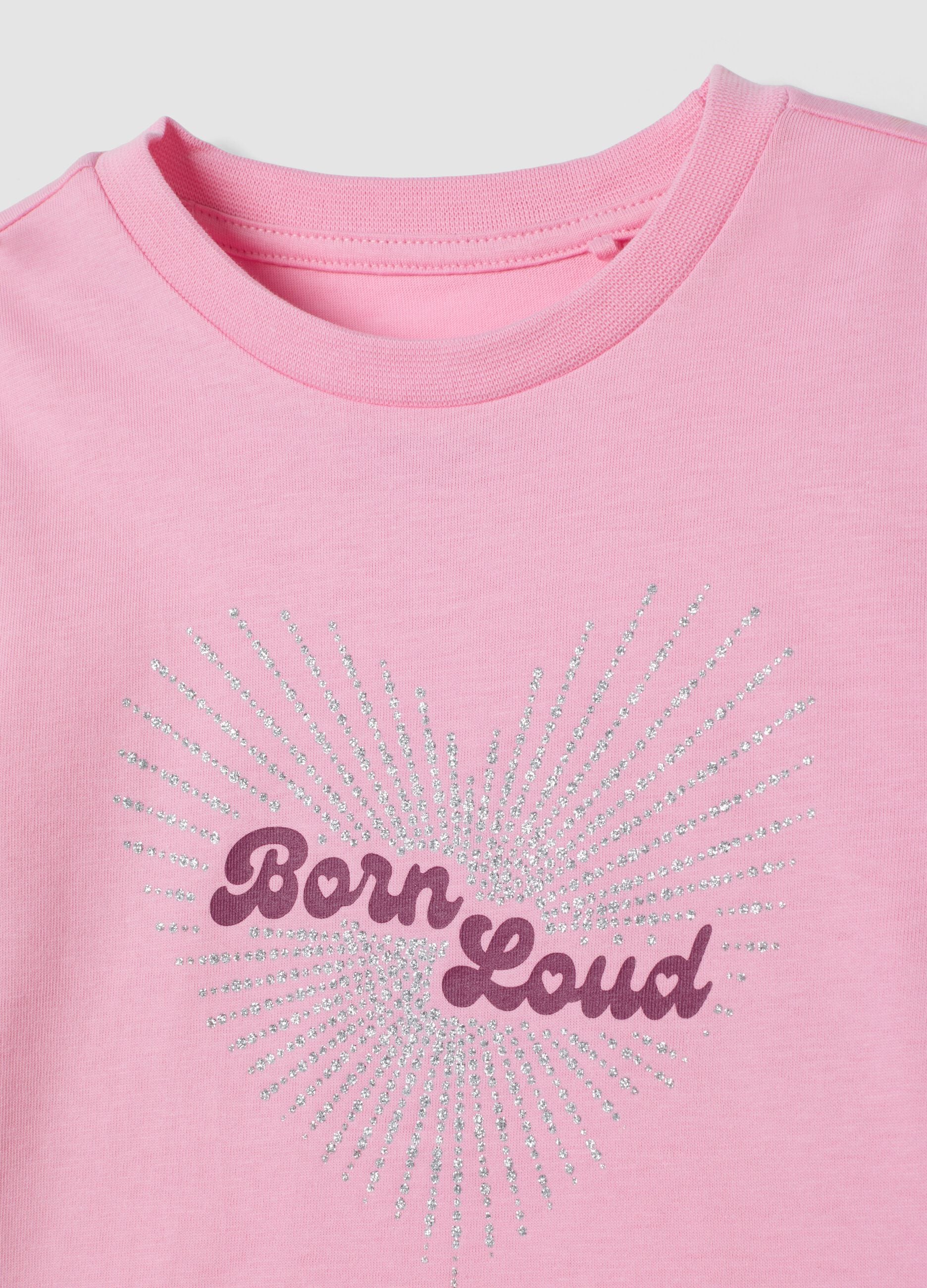 T-shirt rosa em puro algod&atilde;o org&acirc;nico com gola redonda