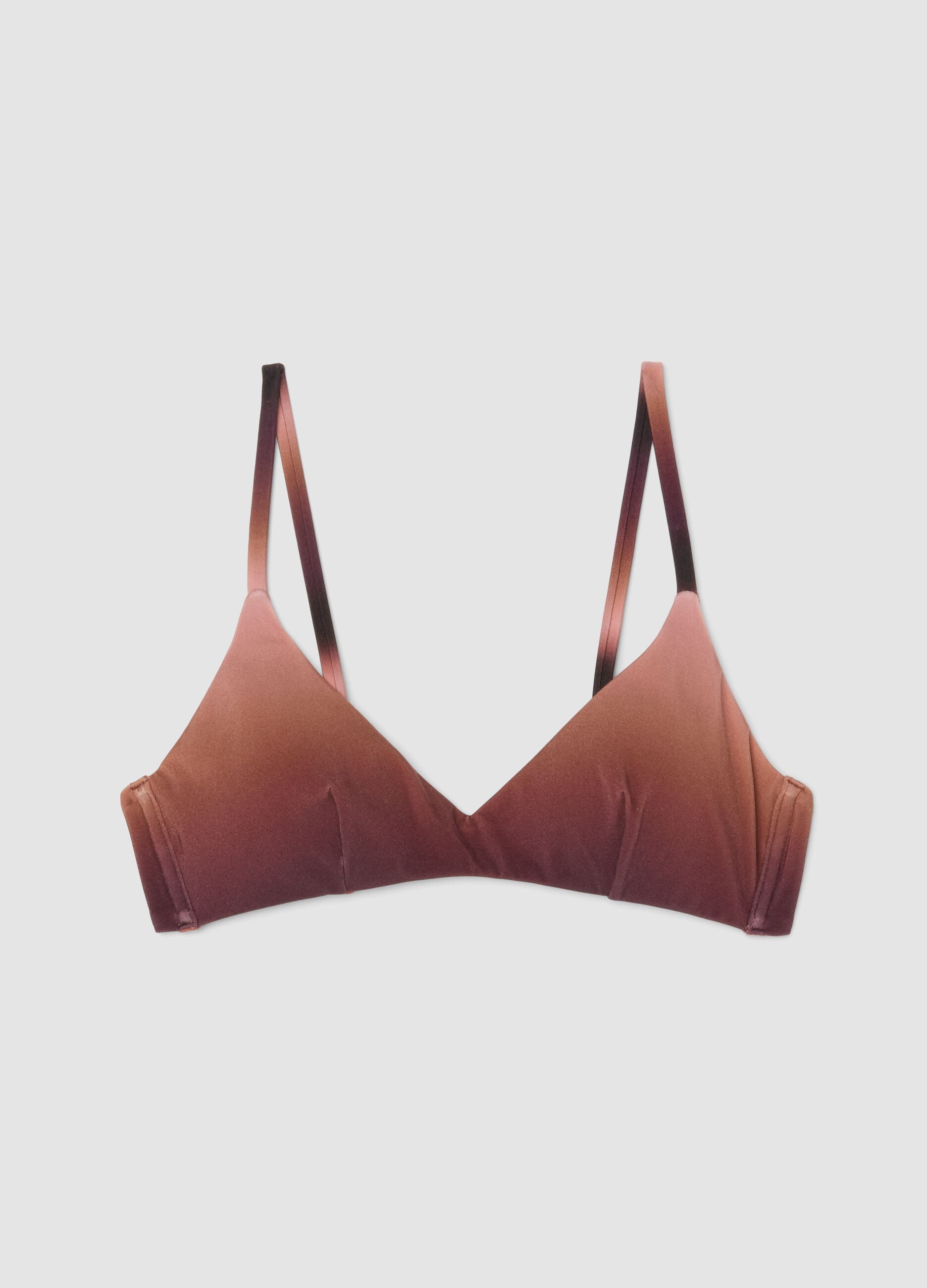 Braunes Bikini-Top aus Stretchmaterial mit Ombr&eacute;-Effekt