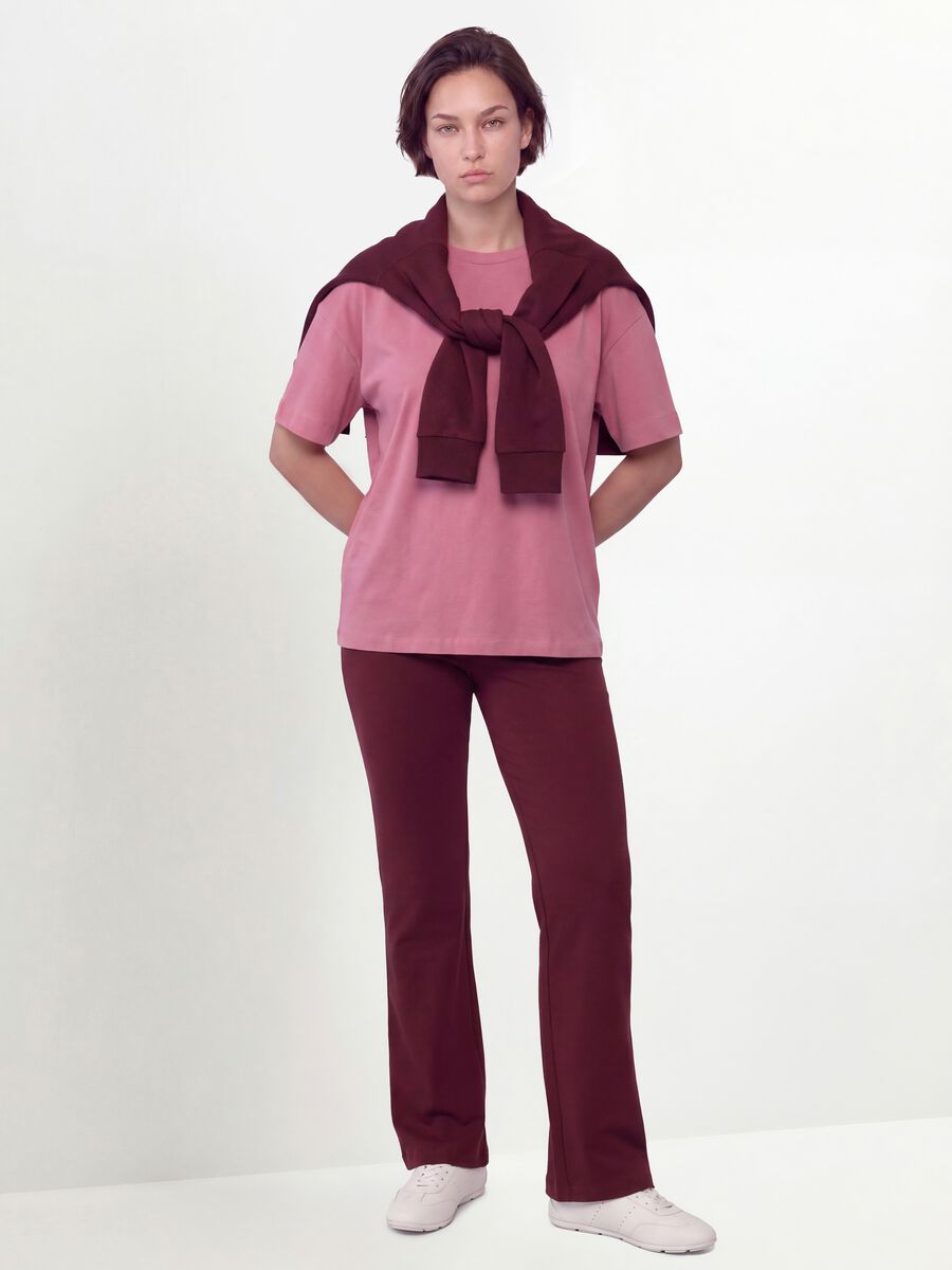 Pink crew-neck T-shirt in stretch cotton-modal blend, regular fit_2