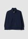 Blue organic cotton sweatshirt with stand-up collar for boys_0