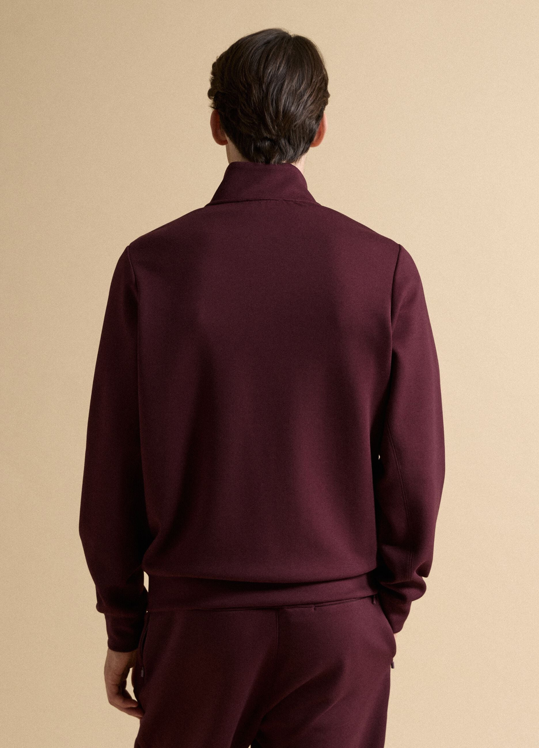 Full-zip rossa con colletto in tessuto elasticizzato Easy Dry regular fit