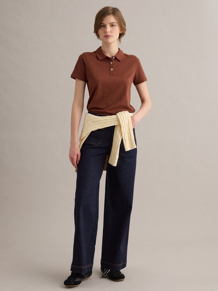 Brown regular fit organic cotton polo shirt_2