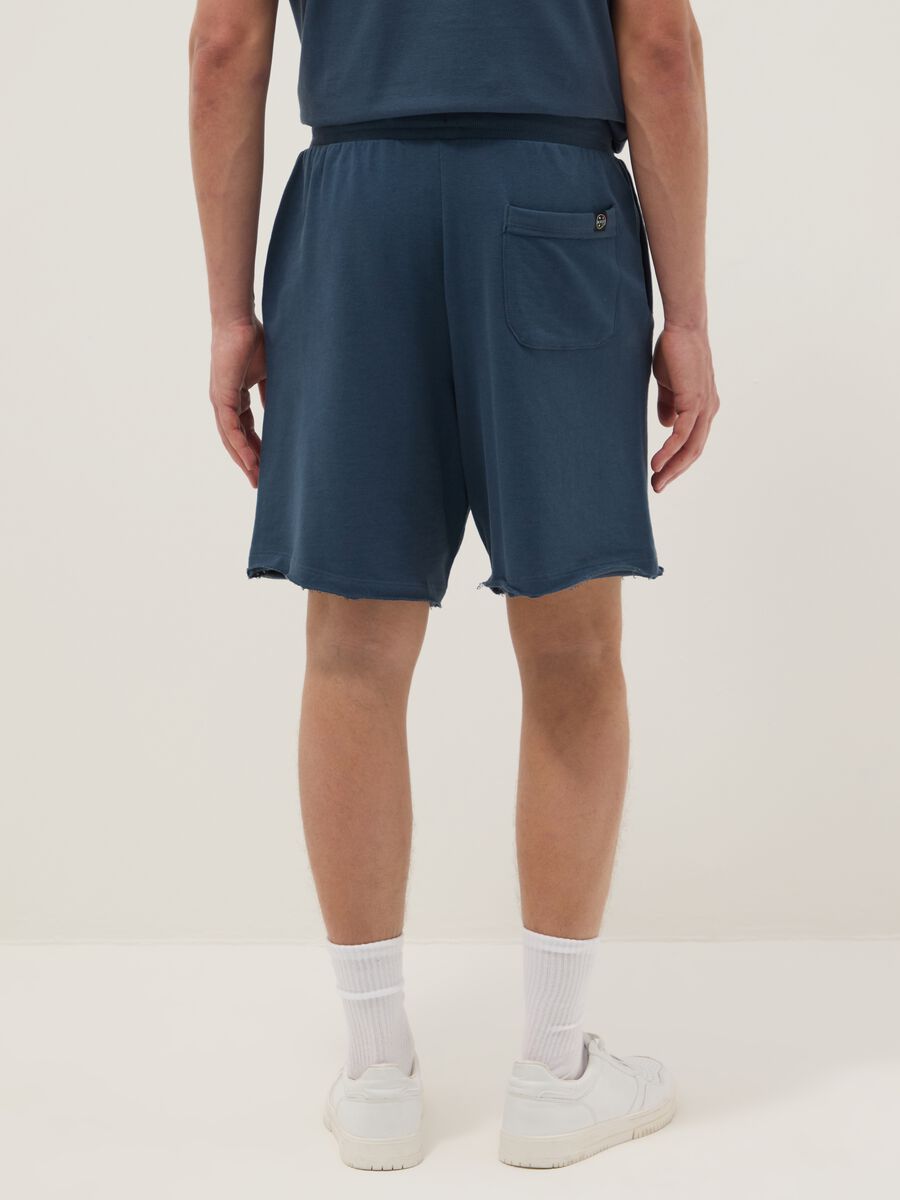 Blue pure cotton Bermuda shorts with elasticated waist_2