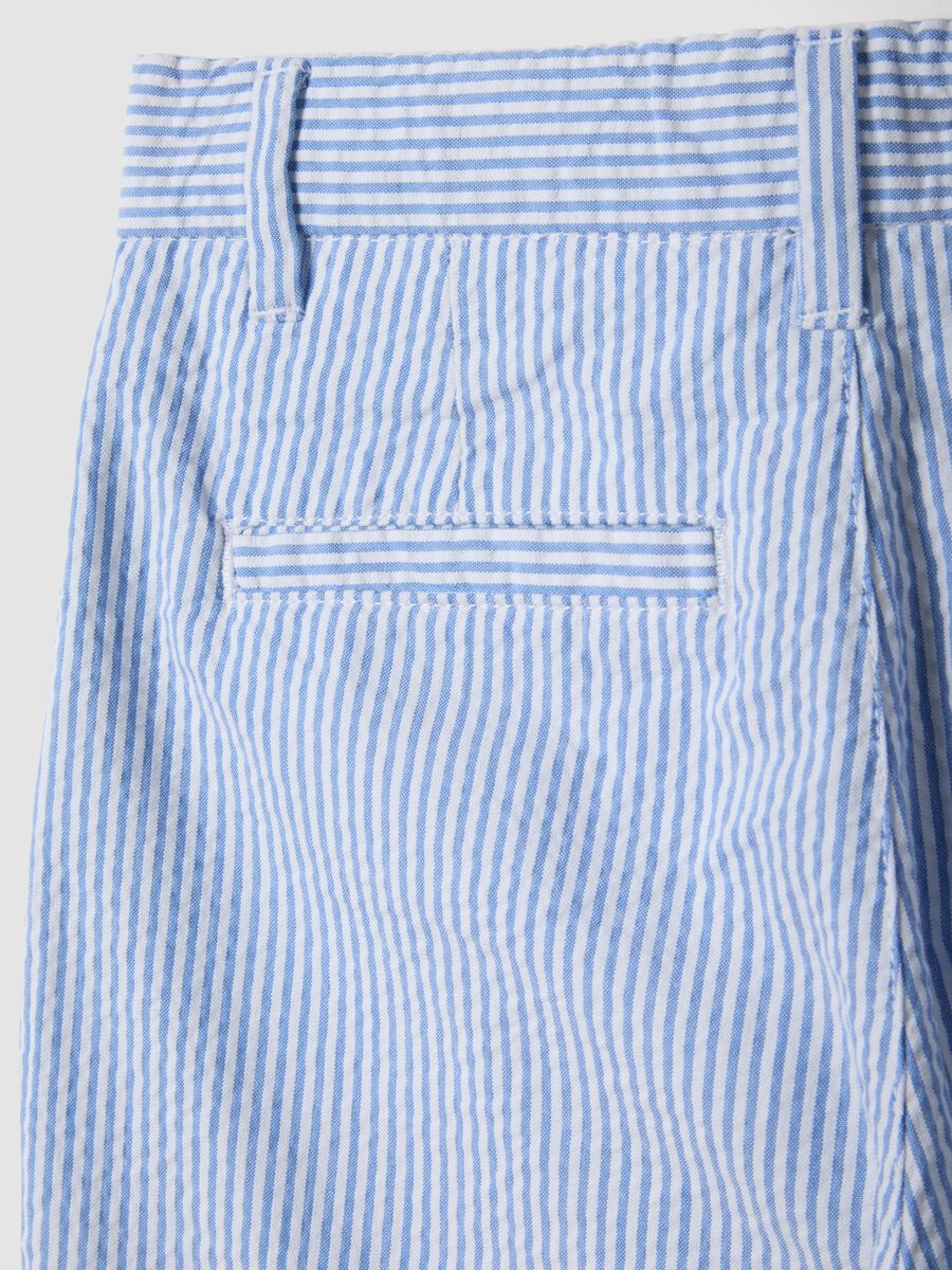 Blue striped pure cotton shorts_3