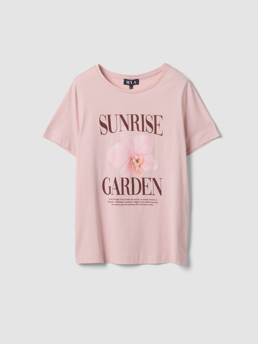 T-shirt rosa in puro cotone con stampa regular fit_0