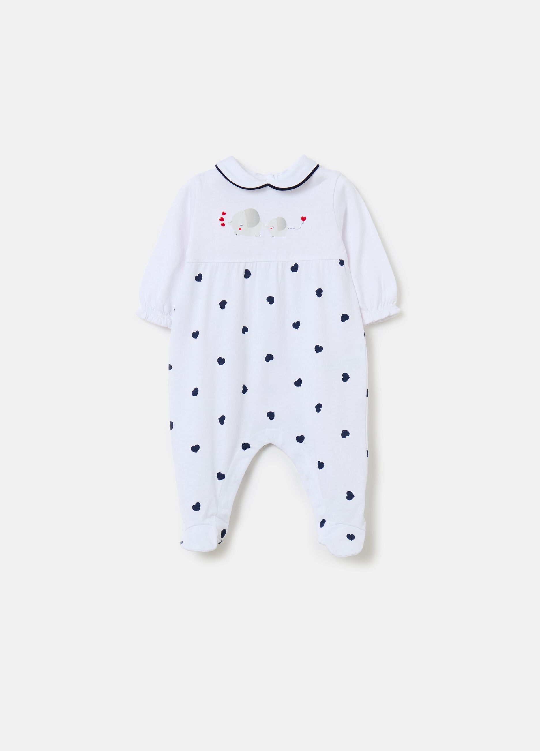 Organic cotton onesie with feet and print