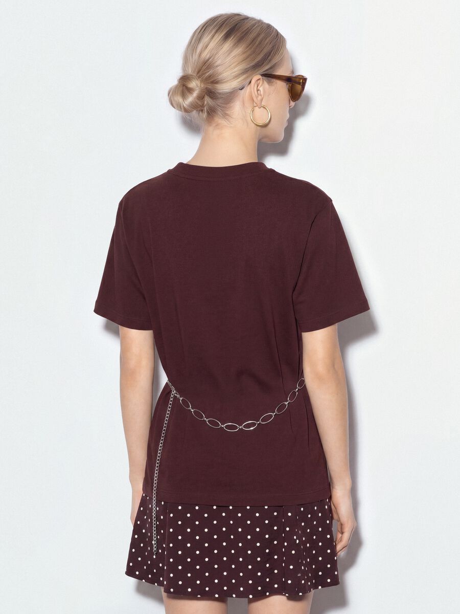 Brown relaxed-fit pure cotton T-shirt with embroidered slogan_2