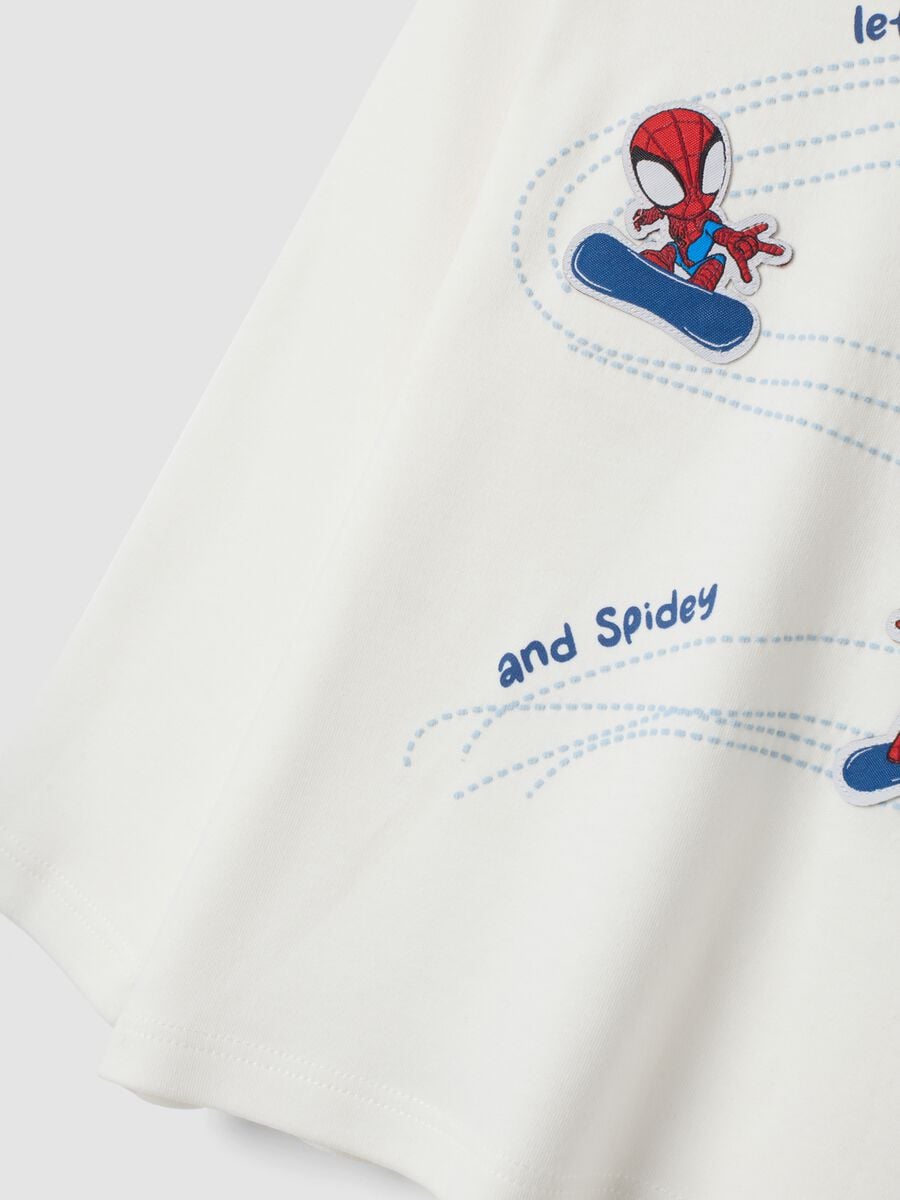 T-shirt bianca in puro cotone con stampa Marvel Spider-Man_3