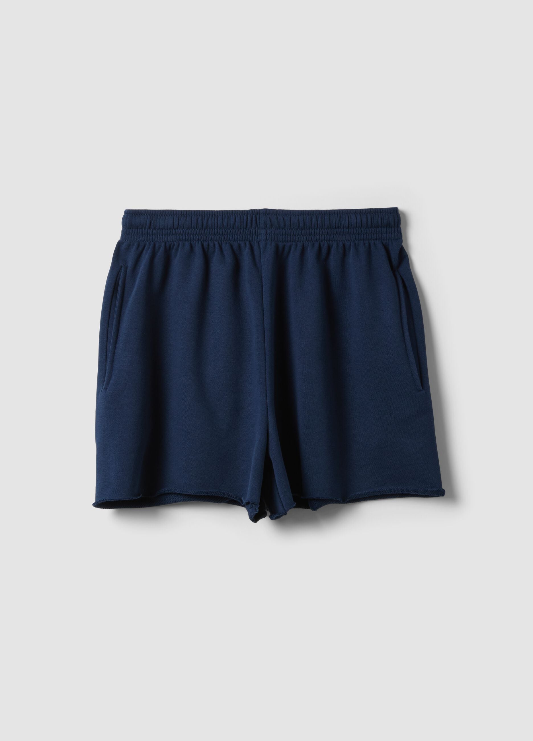 Blue cotton-blend shorts with elasticated waistband