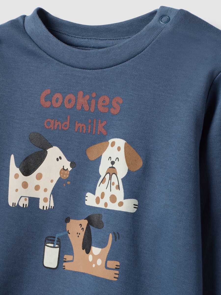 Blue organic cotton puppy-print pyjamas for baby_2