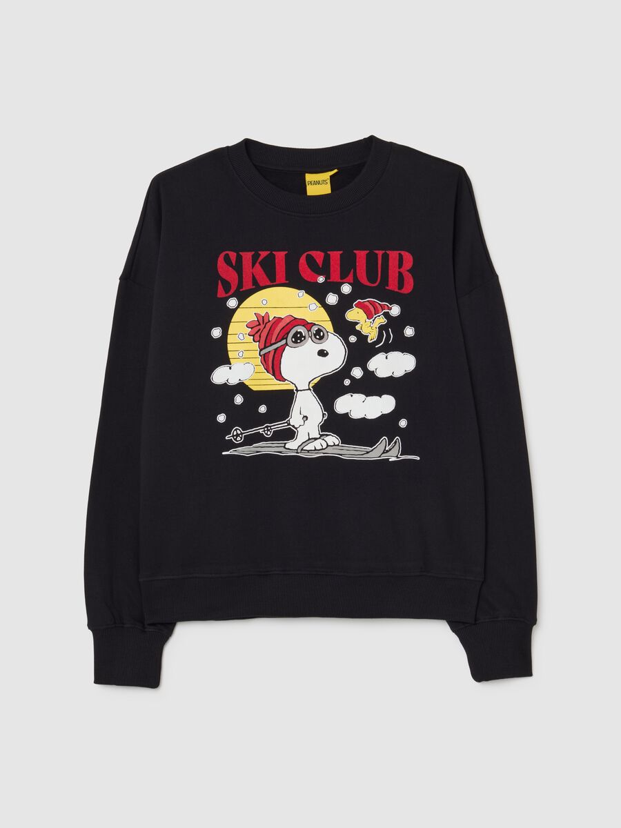 Black crewneck sweatshirt in cotton blend regular fit with Peanuts print_4