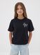Girls&rsquo; black boxy-fit pure cotton T-shirt with Lilo & Stitch print_1