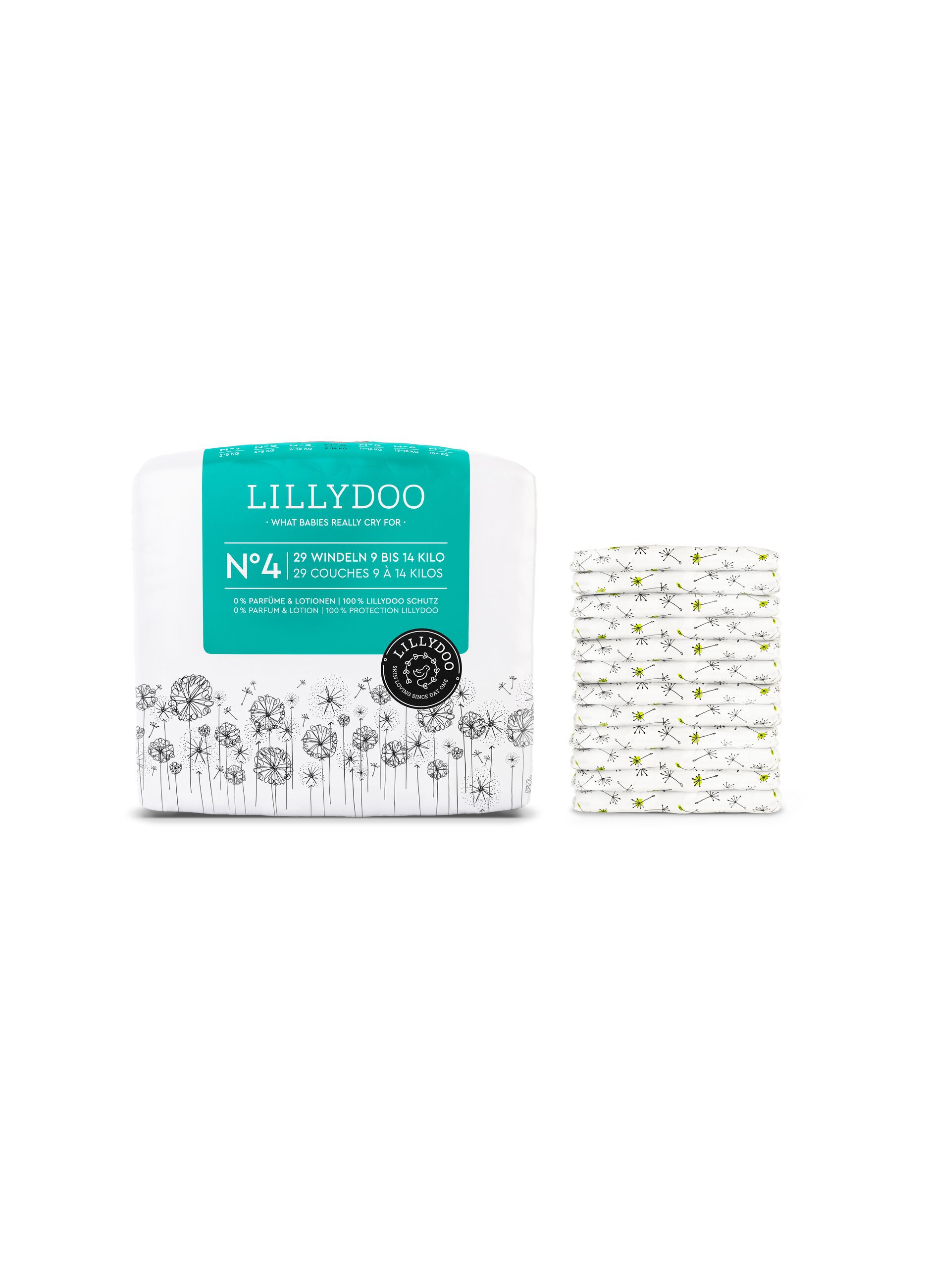 Pañales para pieles sensibles N° 4 (9-14 kg) Lillydoo
