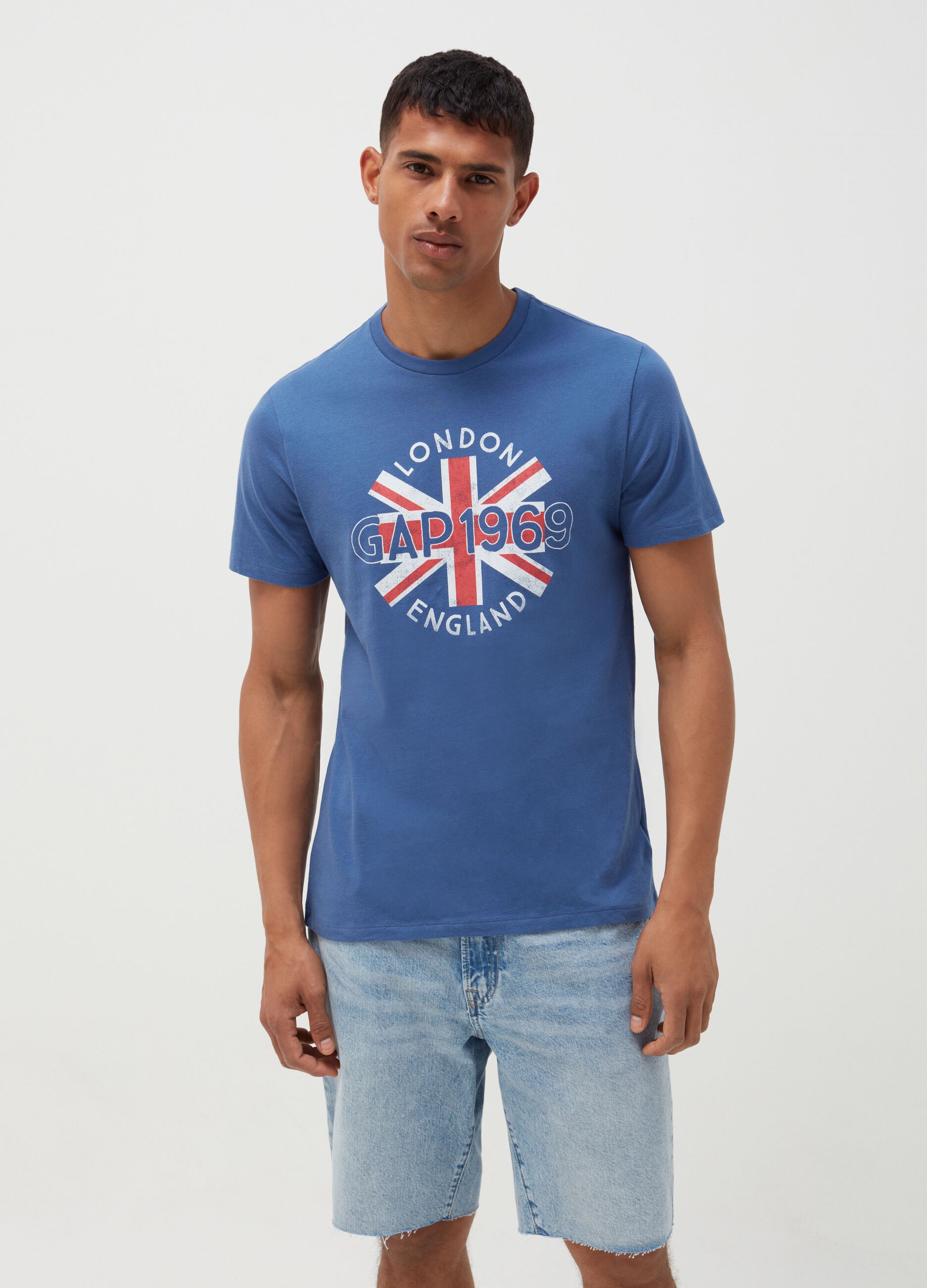 Round-neck T-shirt with Union Jack print