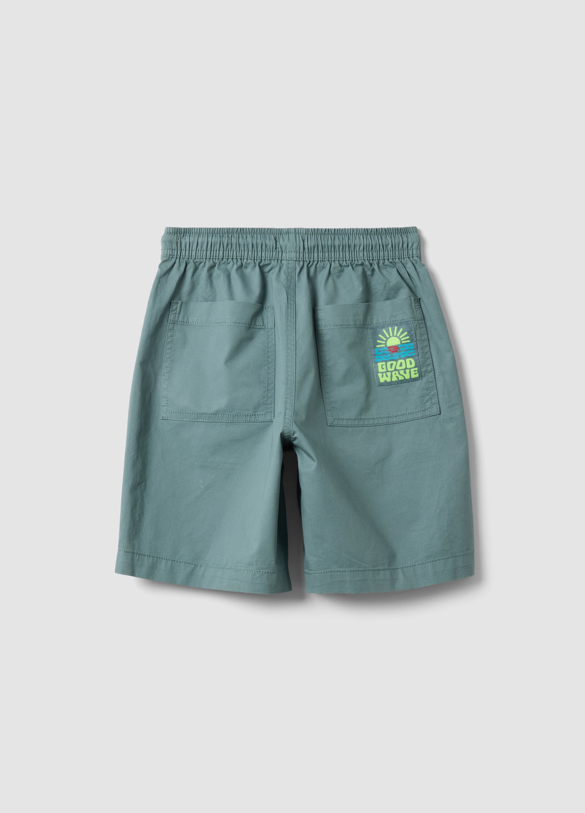 Light blue pure cotton shorts with elasticated waistband
