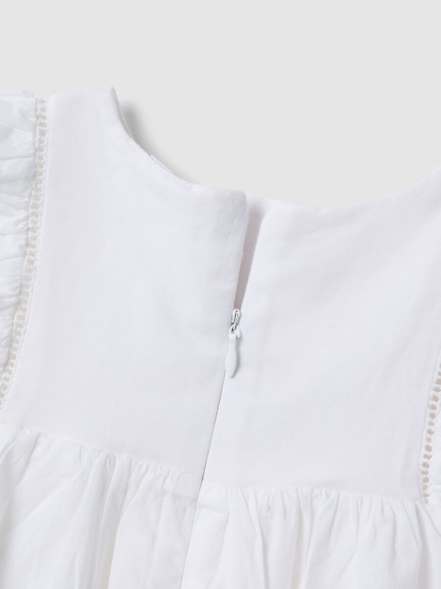 White pure cotton baby shirt, regular fit with ruffle_3