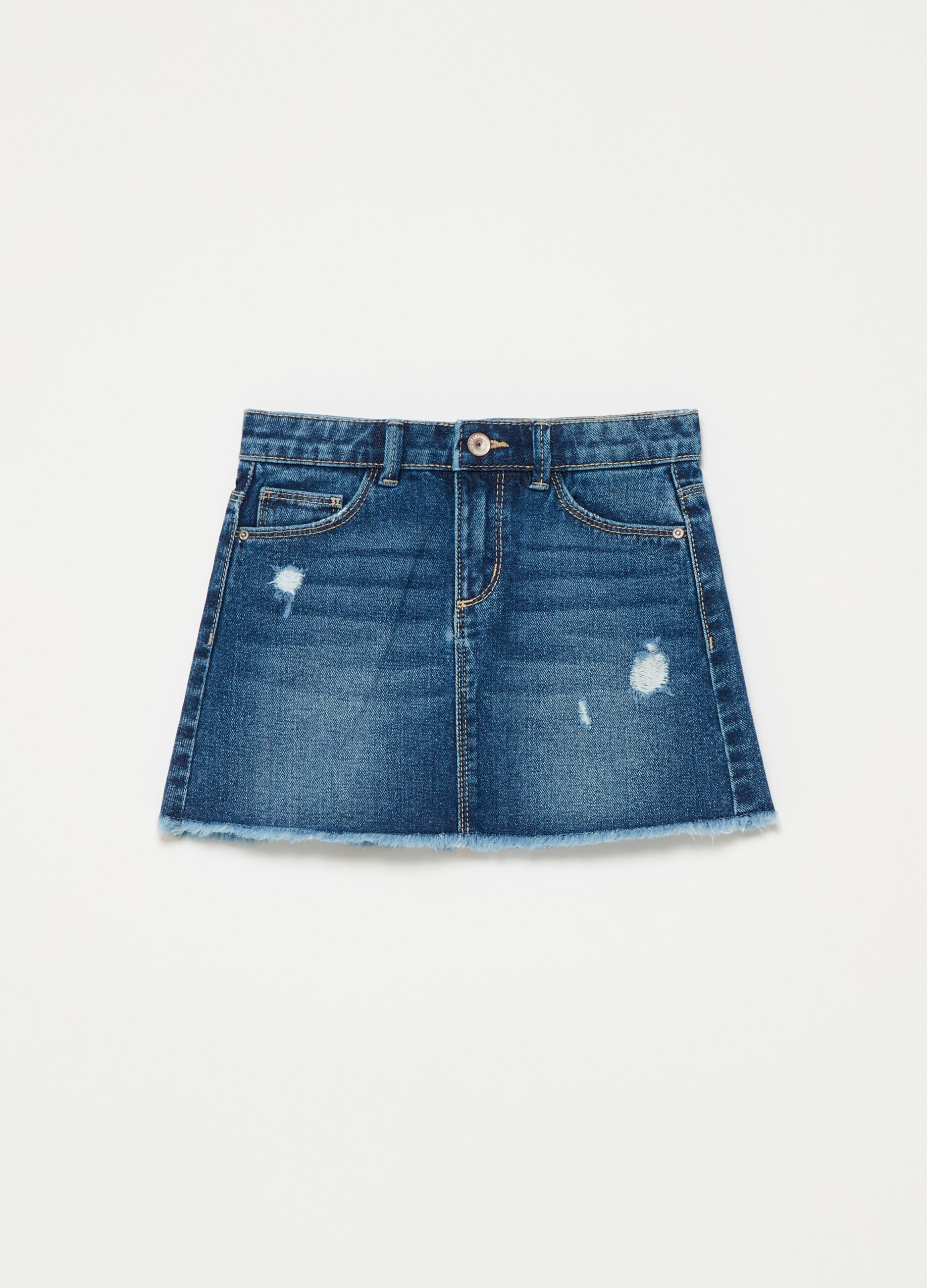 Denim mini skirt with five pockets