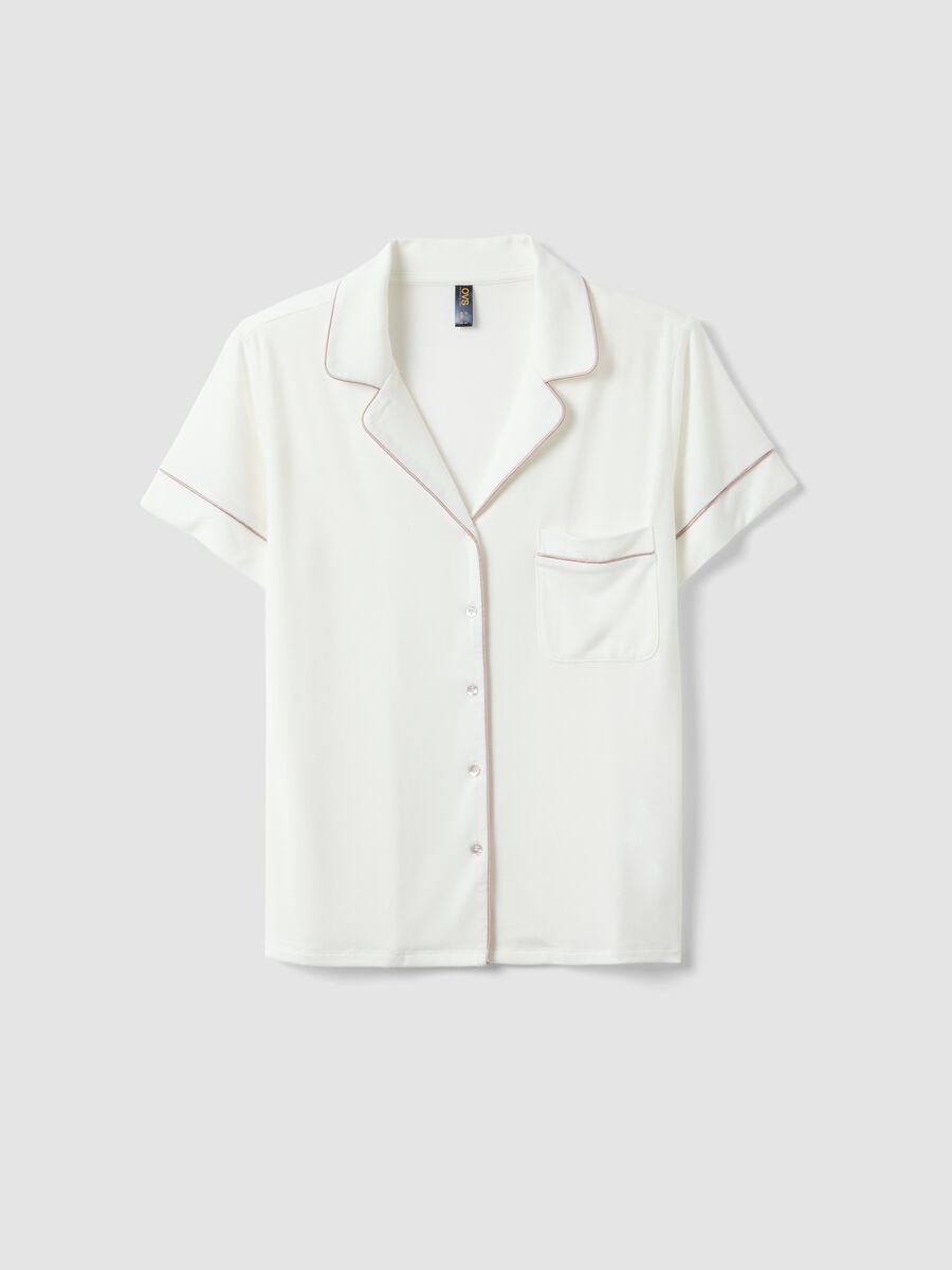 Regular fit white stretch viscose blend pyjama top_4