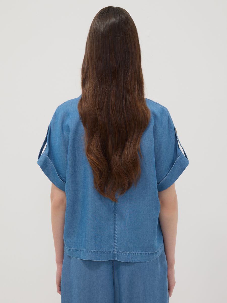 Light blue pure lyocell shirt with patterned collar_3