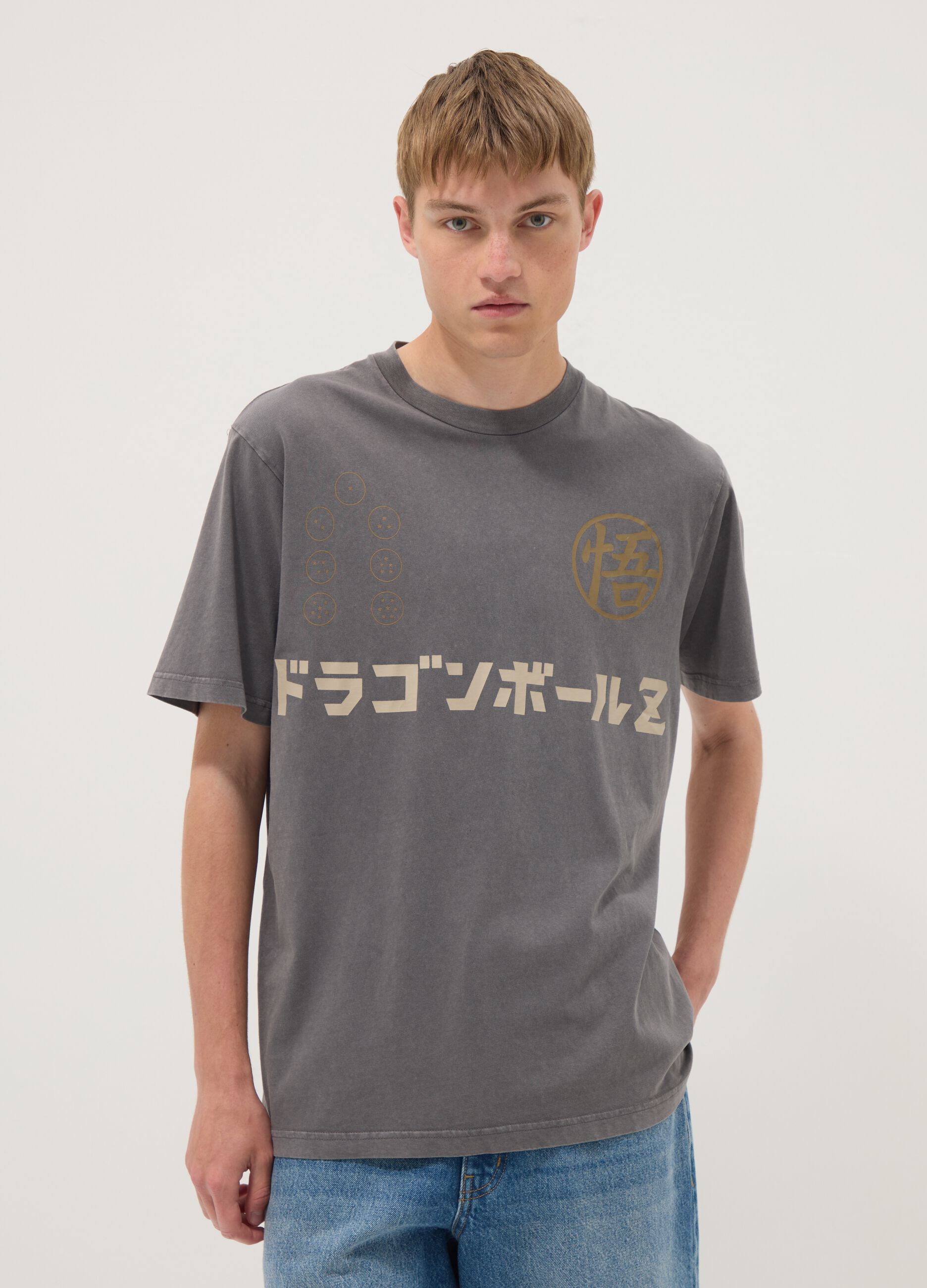 Grey short-sleeve pure cotton T-shirt
