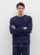 Blue check regular fit fleece pyjamas_1