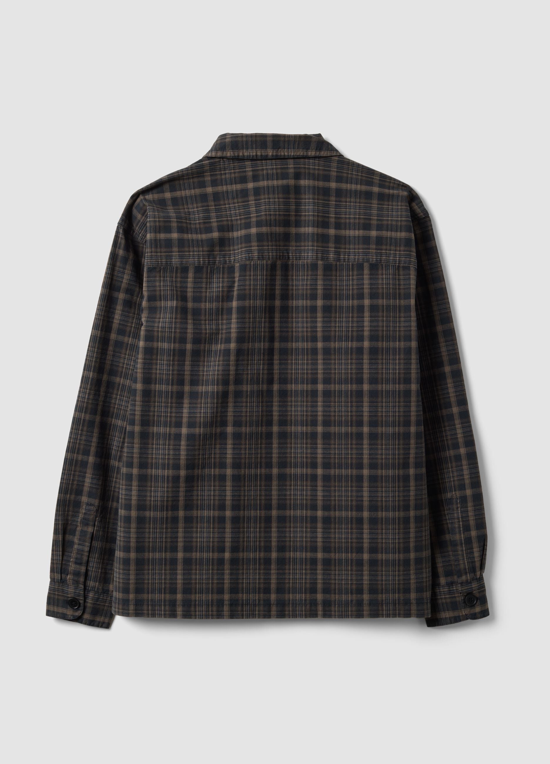 Multicolour pure cotton checked shirt with oversized fit