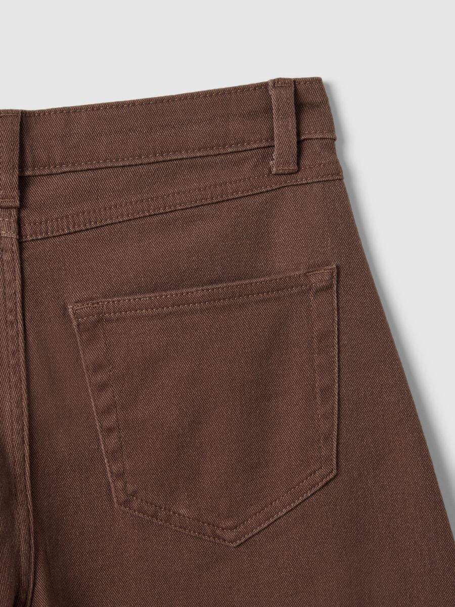 Brown stretch cotton flare trousers_5