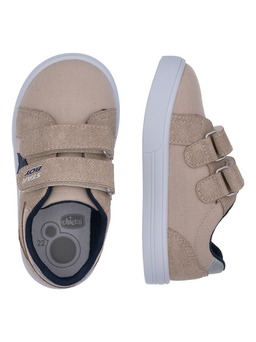 Beige kids' sneakers with hook-and-loop fastening_1
