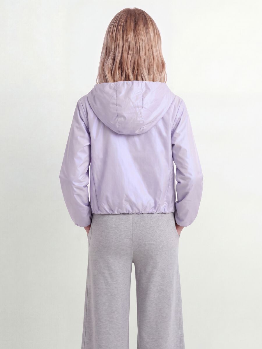 Purple hooded rain jacket with zip for girls_1