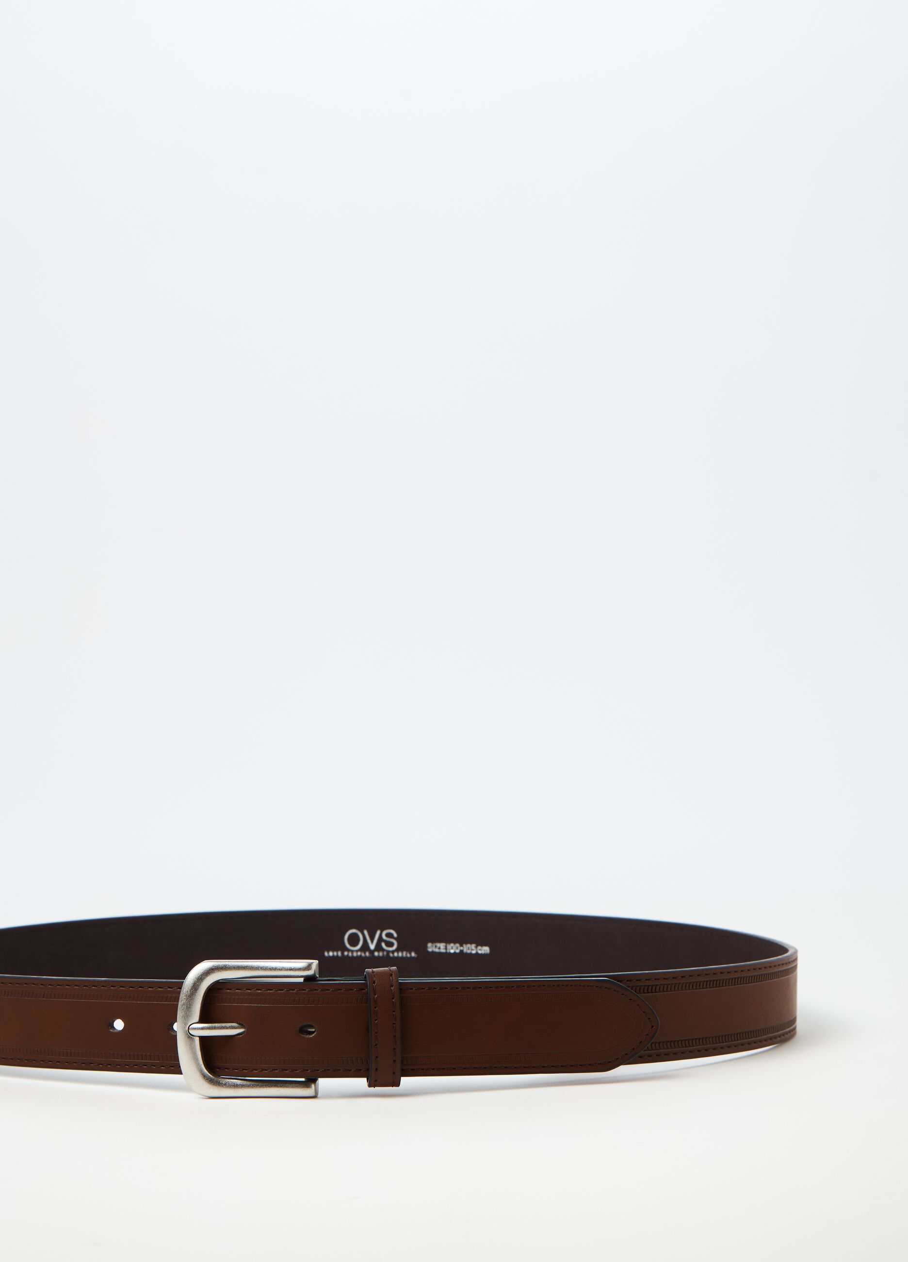 Belt with vintage finish buckle
