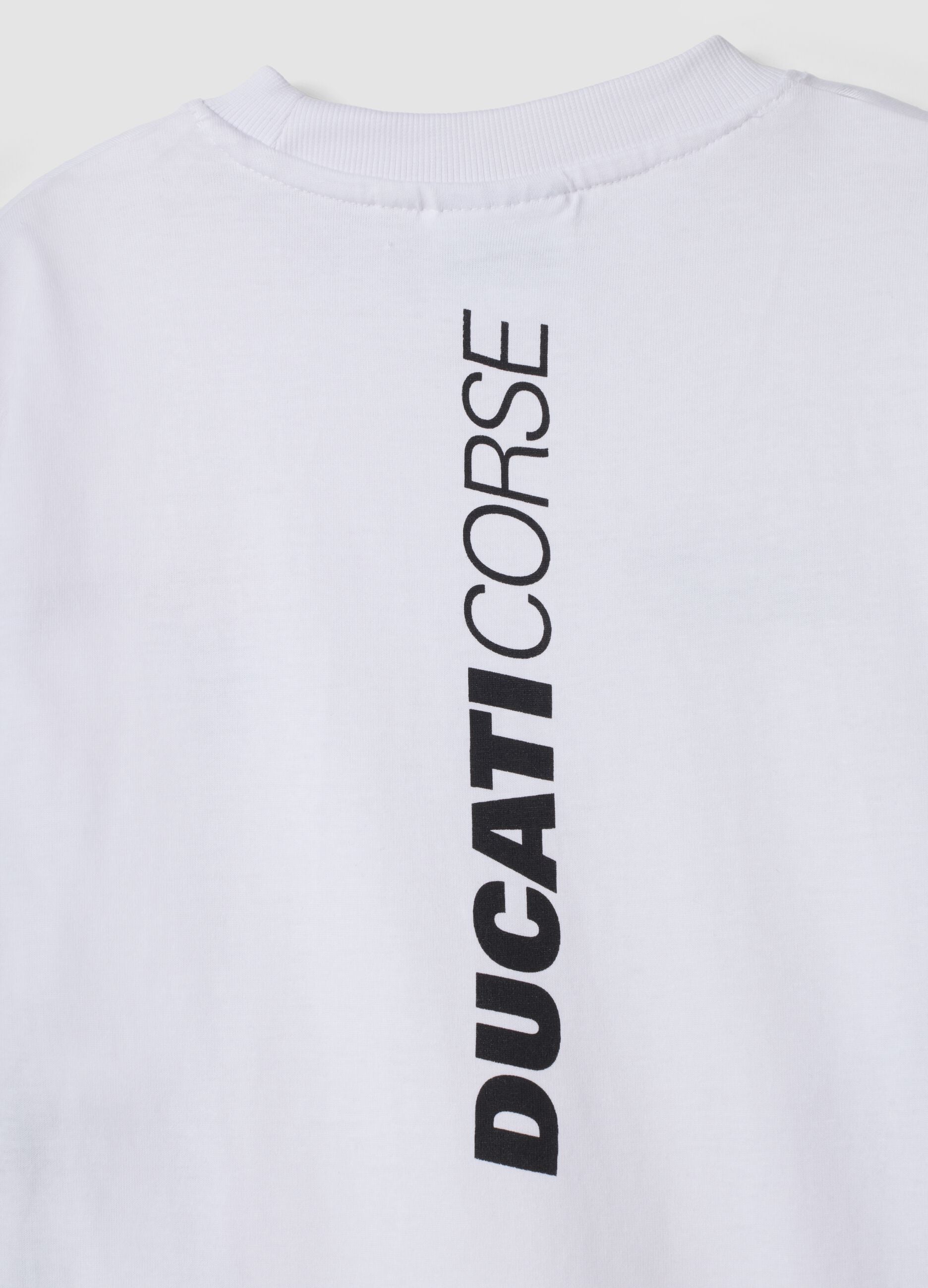 T-shirt bianca in puro cotone con stampe Ducati relaxed fit