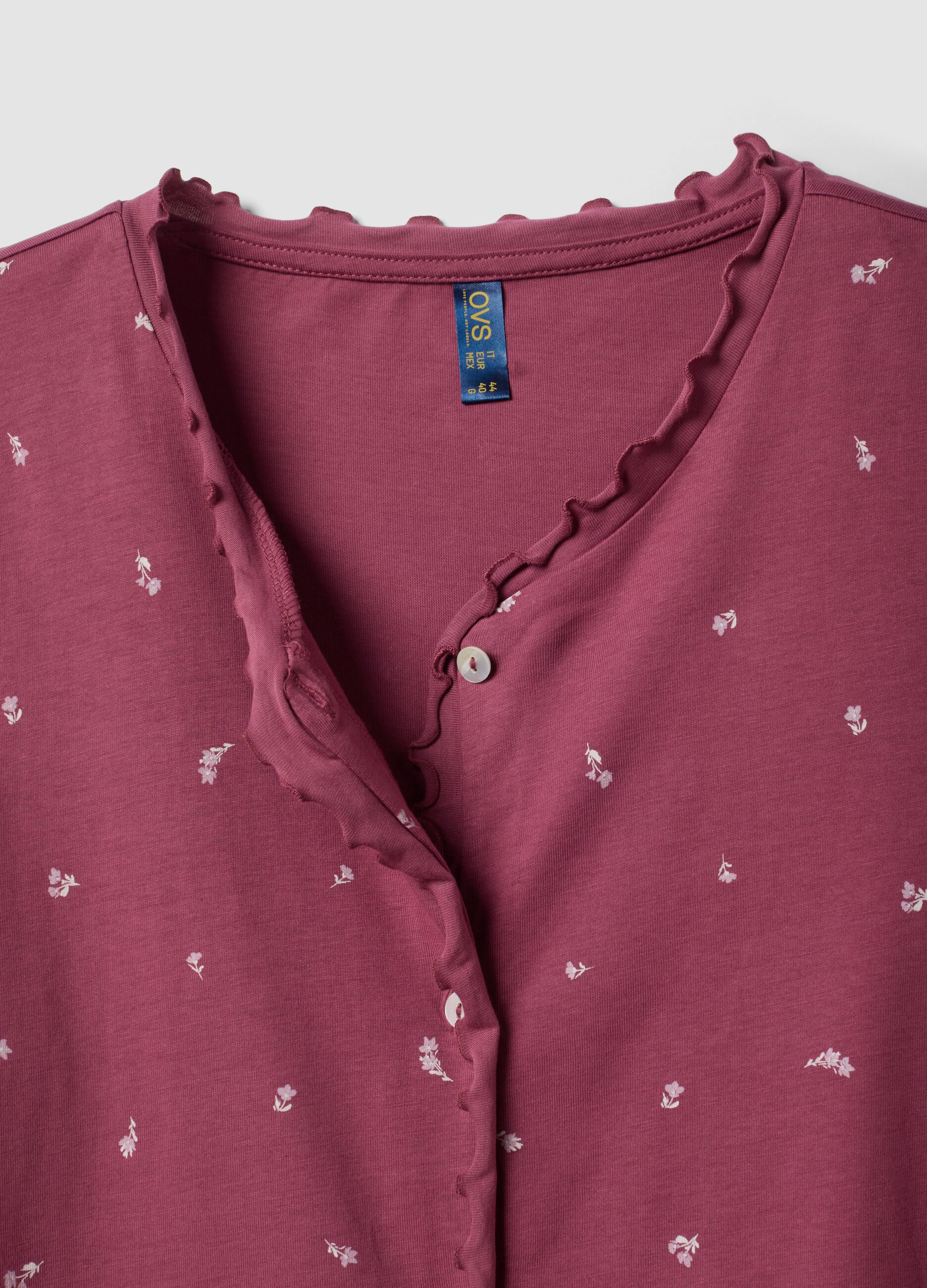 Purple organic cotton nightdress with crew neck