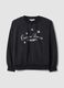 Black cotton-blend crew-neck sweatshirt with star print_0