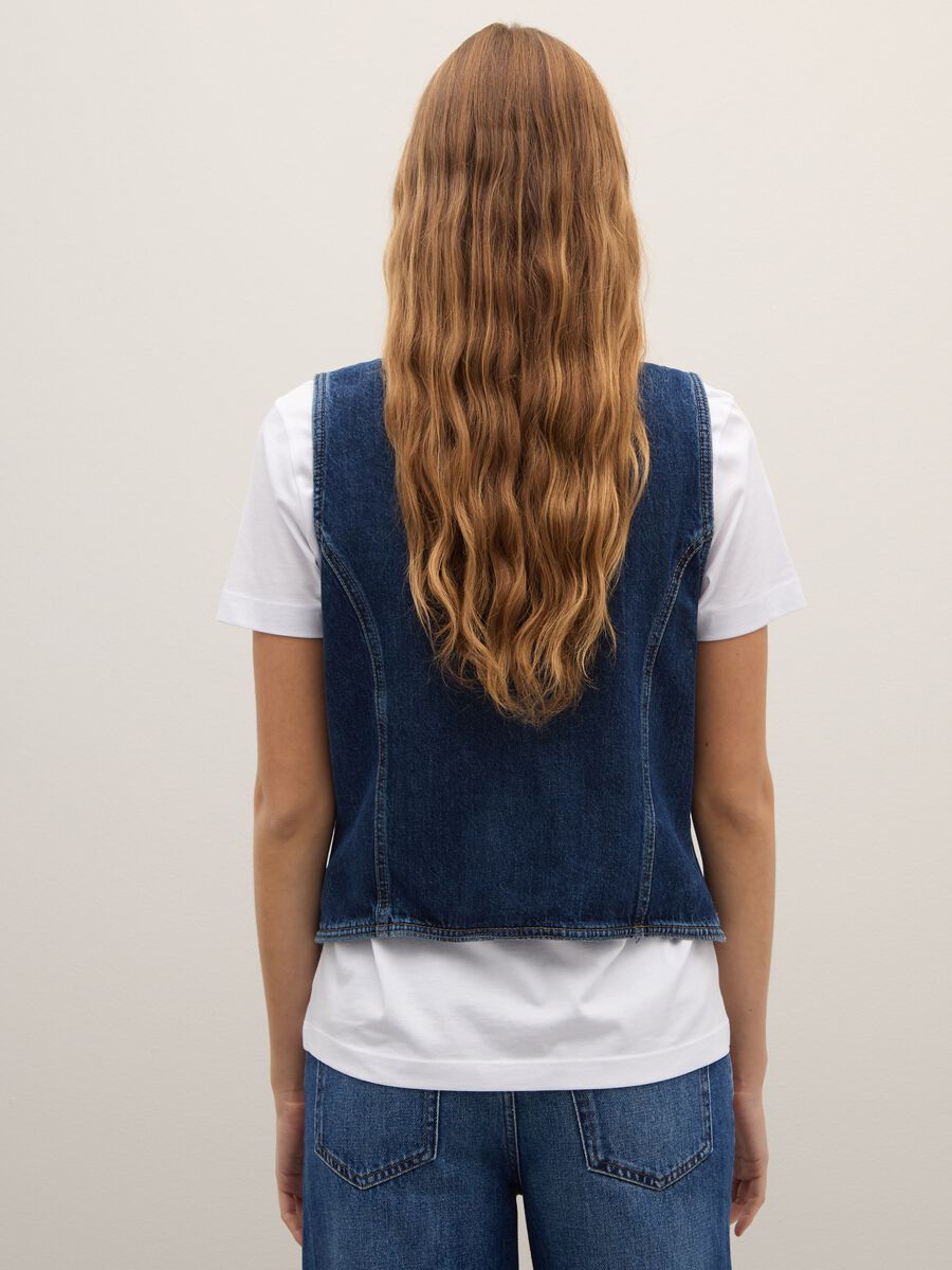 Slim fit pure cotton denim waistcoat_4