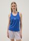 Blue pure cotton pyjama vest top, regular fit, with embroidery_0