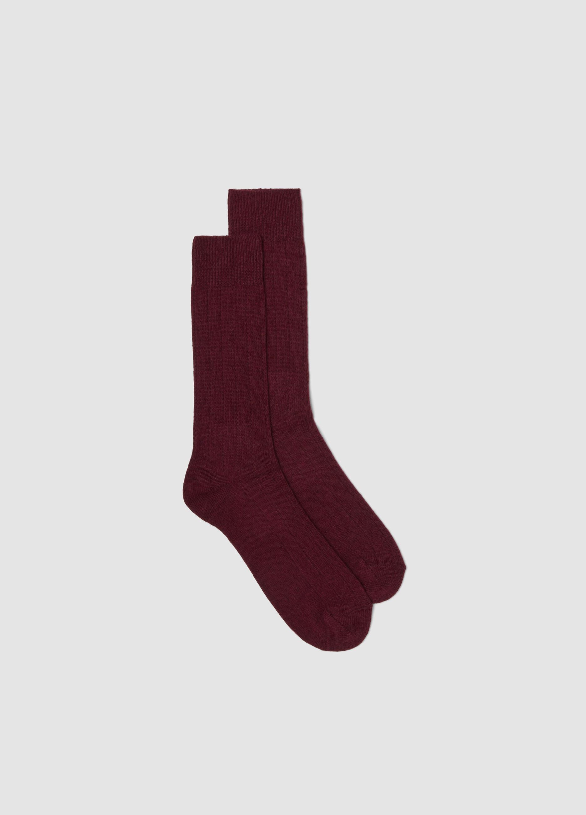 Calze midi rosse in lana, viscosa e cashmere elasticizzati