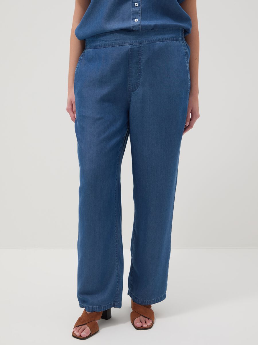 Jogginghose aus reinem Lyocell in Blau mit regul&auml;rer Passform_1