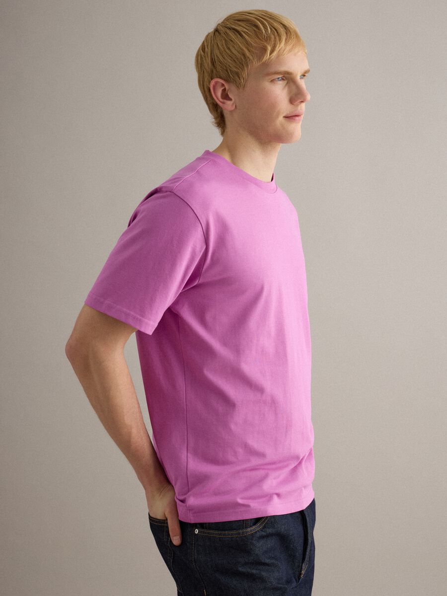 Pink relaxed fit pure cotton crew neck T-shirt_2