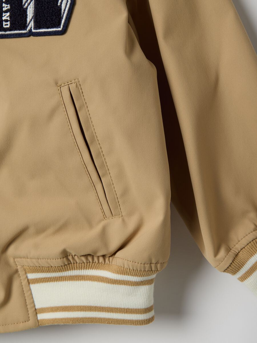Children's beige bomber jacket regular fit with patch_3
