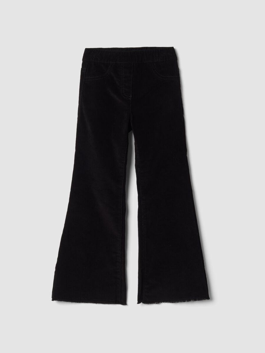 Black cotton-stretch flare treggings_0