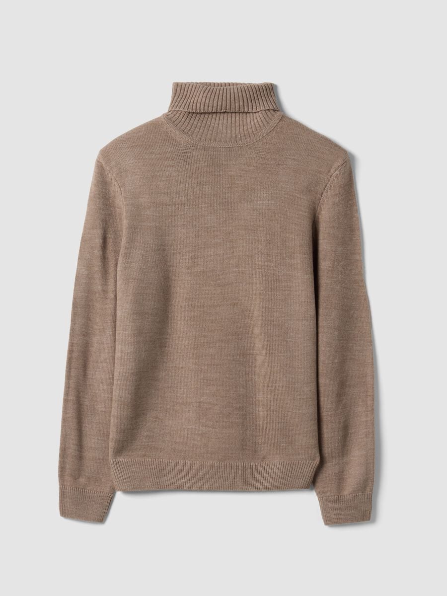 Maglia beige a dolcevita regular fit in jersey knit_0