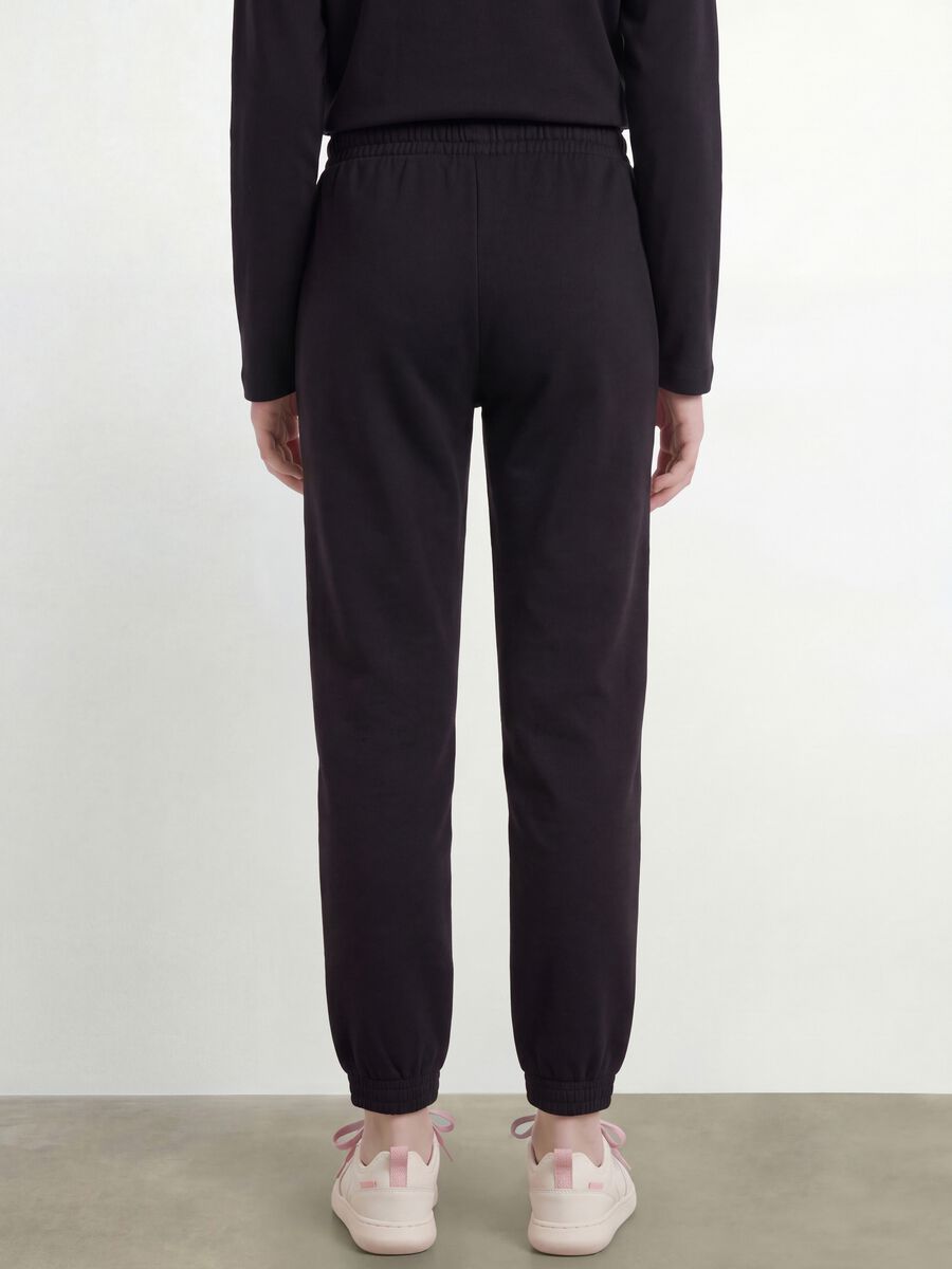 Black pure organic cotton regular-fit joggers for girls_3