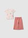Set maglia pantalone in cotone elasticizzato rosa da bimba oversize fit_0